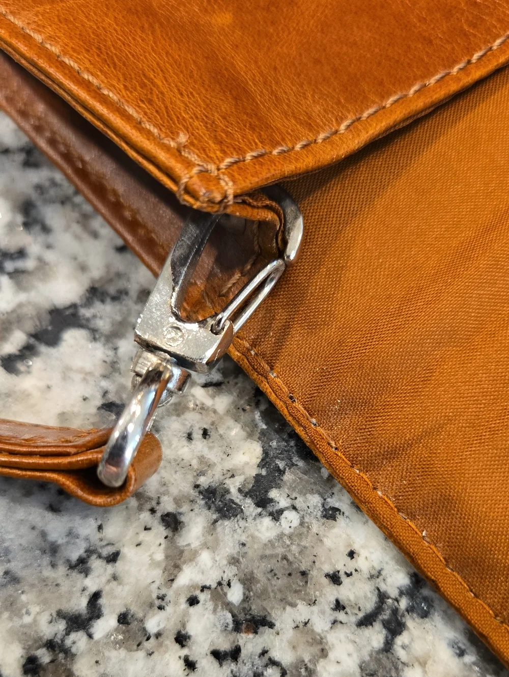 WILSON'S LEATHER VTG Y2K LEATHER COGNAC CLUTCH SHOULDER BAG.  EMBROIDERY/ GEMS.
